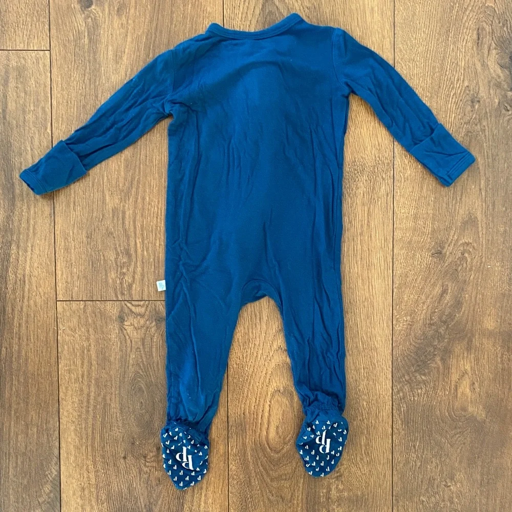 Posh Peanut 0-3 months Blue One Piece Footie Double Zip
